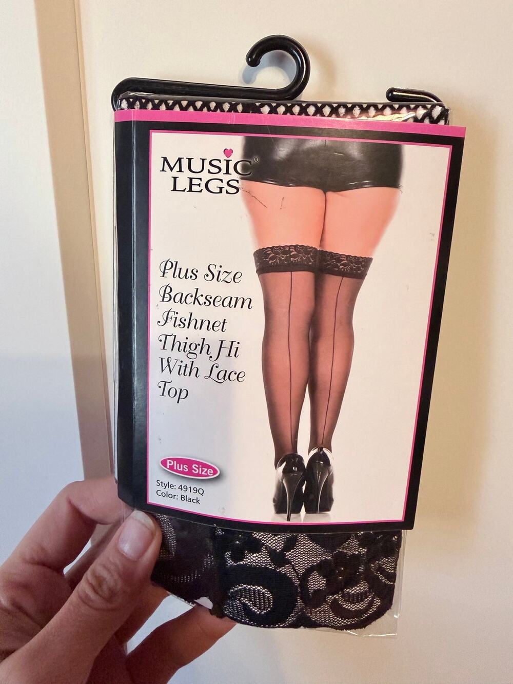 music legs plus size back seam fishnet thigh highs nwt